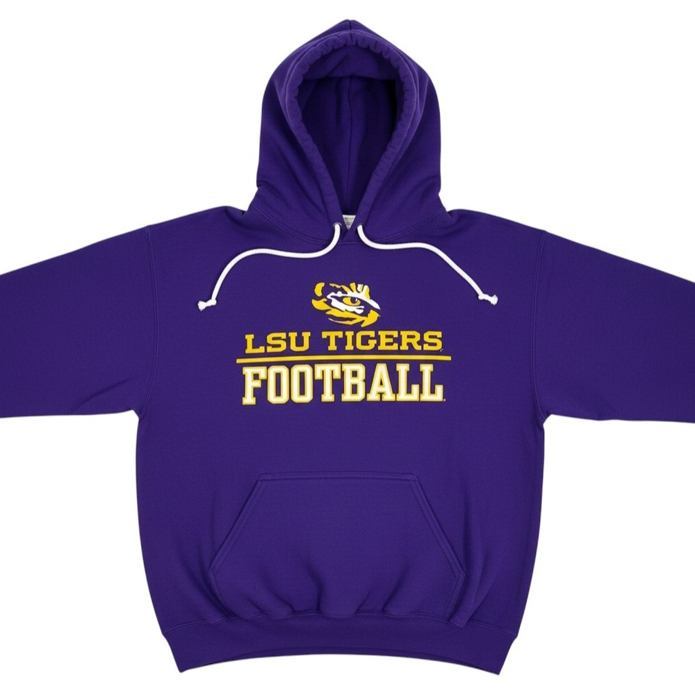 LSU Tigers Football Hoodie Gildan Heavy Blend Purple Mens Medium Sweatshirt